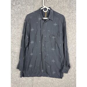 Panini Shirt Men's Medium Black Embroidered Abstract Button Italy